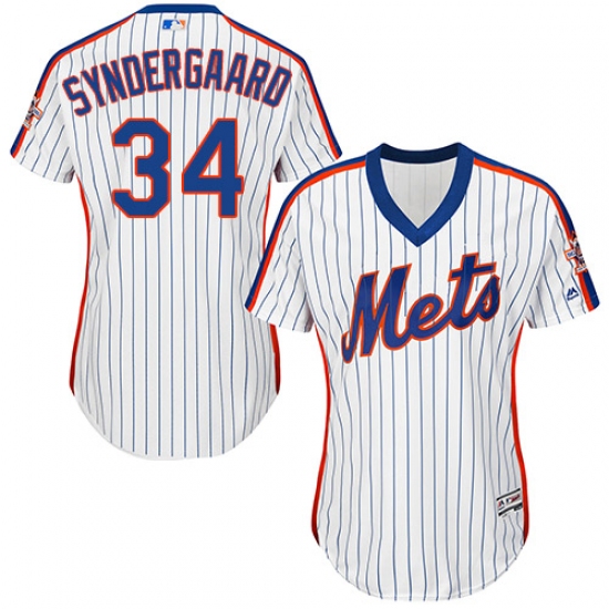 Women's Majestic New York Mets #34 Noah Syndergaard Authentic White Alternate Cool Base MLB Jersey - Ujersey