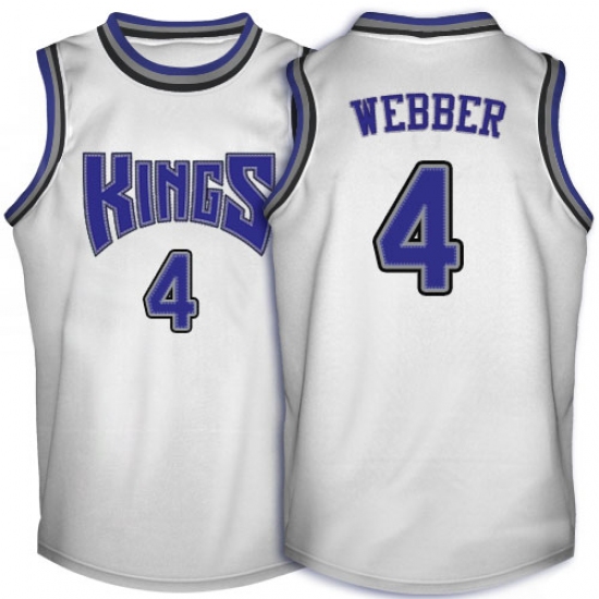 Men's Adidas Sacramento Kings #4 Chris Webber Authentic White Throwback NBA Jersey - Ujersey