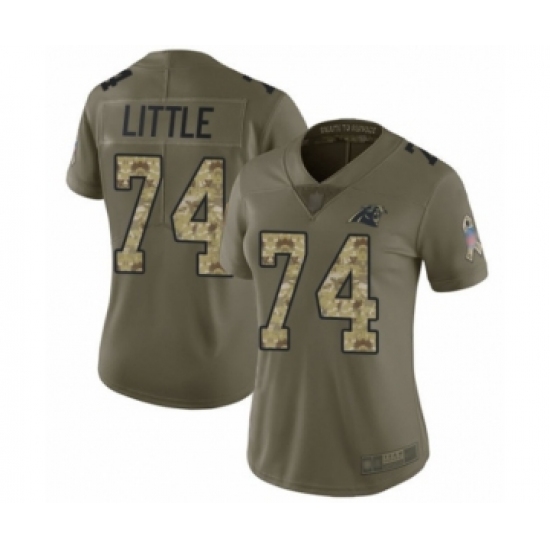 Women's Carolina Panthers #74 Greg Little Limited Olive Camo 2017 Salute to Service Football Jersey - Ujersey