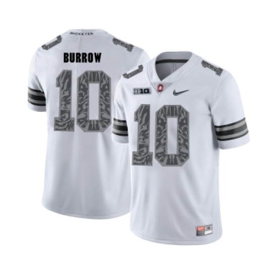 Ohio State Buckeyes 10 Joe Burrow White Shadow College Football Jersey - Ujersey