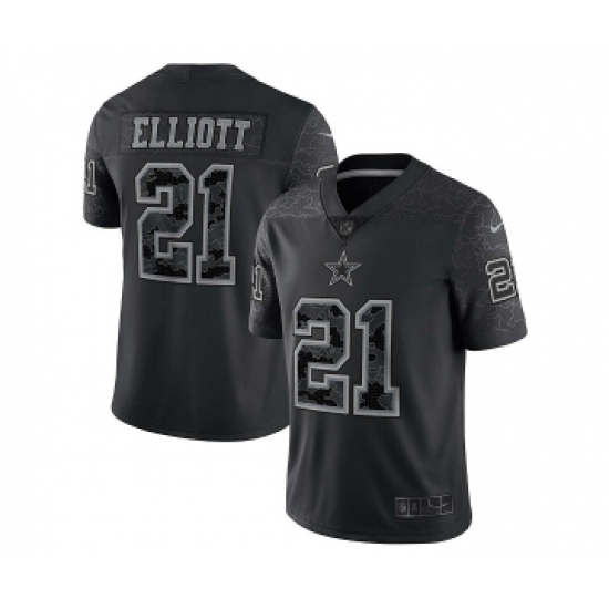 Men's Dallas Cowboys #21 Ezekiel Elliott Black Reflective Limited Stitched Football Jersey - Ujersey