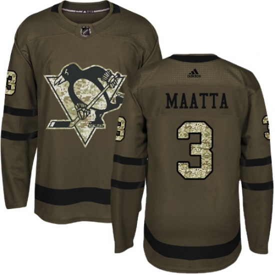 Youth Reebok Pittsburgh Penguins #3 Olli Maatta Authentic Green Salute to Service NHL Jersey - Ujersey