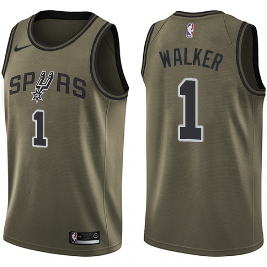 Youth Nike San Antonio Spurs #1 Lonnie Walker Swingman Green Salute to Service NBA Jersey - Ujersey