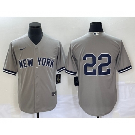Men's New York Yankees #22 Harrison Bader No Name Grey Cool Base Stitched Baseball Jersey - Ujersey