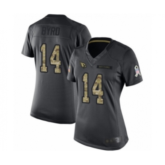 Women's Arizona Cardinals #14 Damiere Byrd Limited Black 2016 Salute to Service Football Jersey - Ujersey