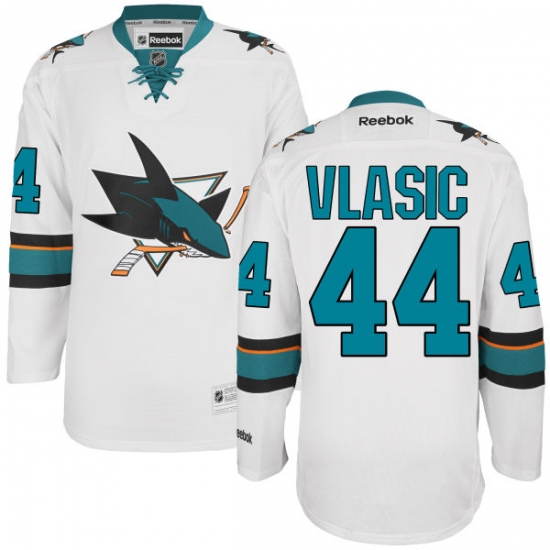 Women's Reebok San Jose Sharks #44 Marc-Edouard Vlasic Authentic White Away NHL Jersey - Ujersey