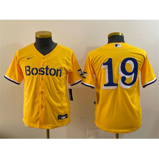 Youth Boston Red Sox #19 Roman Anthony Gold City Connect Stitched Baseball Jersey - Ujersey