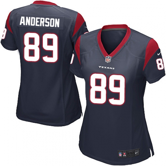 Women's Nike Houston Texans #89 Stephen Anderson Game Navy Blue Team Color NFL Jersey - Ujersey