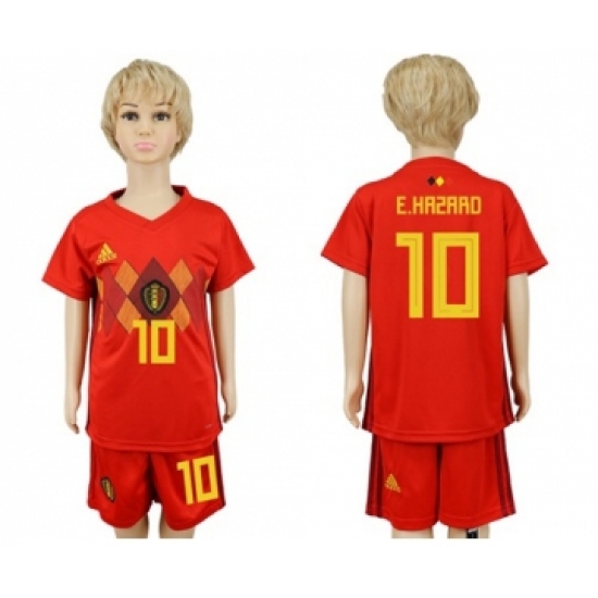 Belgium #10 E.Hazard Red Home Kid Soccer Country Jersey