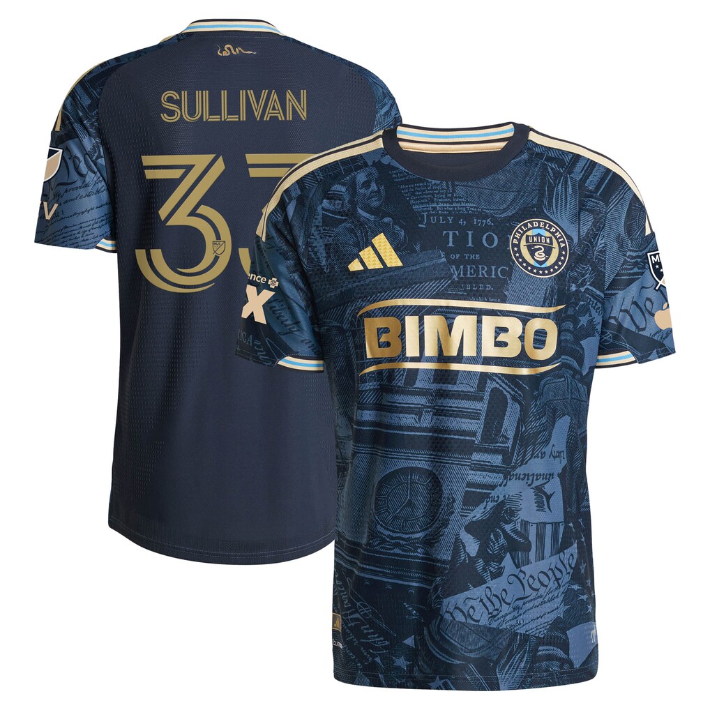 Men's Philadelphia Union Quinn Sullivan adidas Navy 2026 1776 Kit On-Field Authentic Patch Jersey - Ujersey