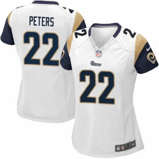 Women's Nike Los Angeles Rams #22 Marcus Peters Game White NFL Jersey - Ujersey