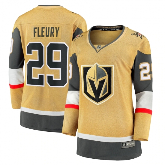 Women's Vegas Golden Knights #29 Marc-Andre Fleury Fanatics Branded Gold 2020-21 Alternate Premier Breakaway Player Jersey - Ujersey