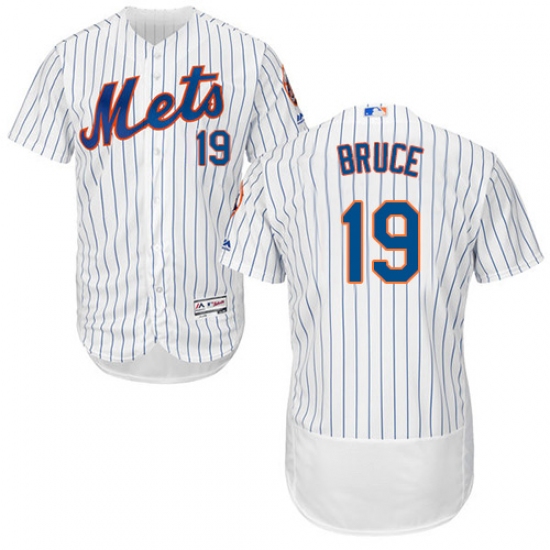 Men's Majestic New York Mets #19 Jay Bruce White Home Flex Base Authentic Collection MLB Jersey - Ujersey