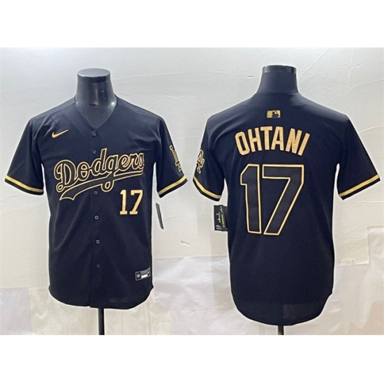 Men's Los Angeles Dodgers #17 Shohei Ohtani Black Gold Limited Stitched Jersey - Ujersey