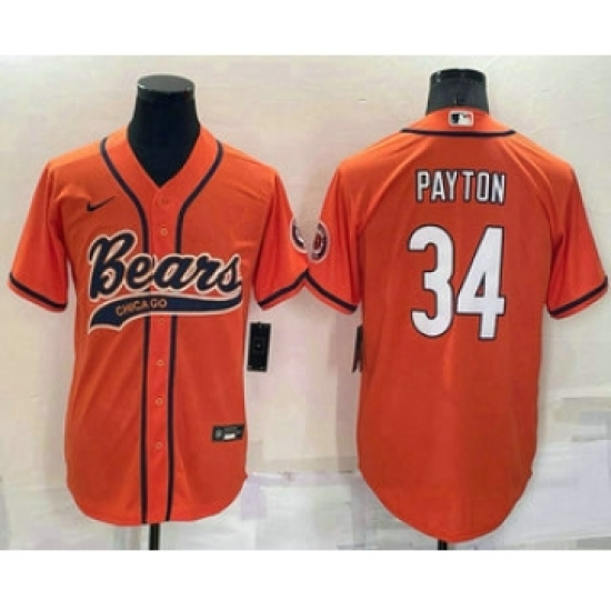 Men's Chicago Bears #34 Walter Payton Orange Stitched MLB Cool Base Nike Baseball Jersey - Ujersey