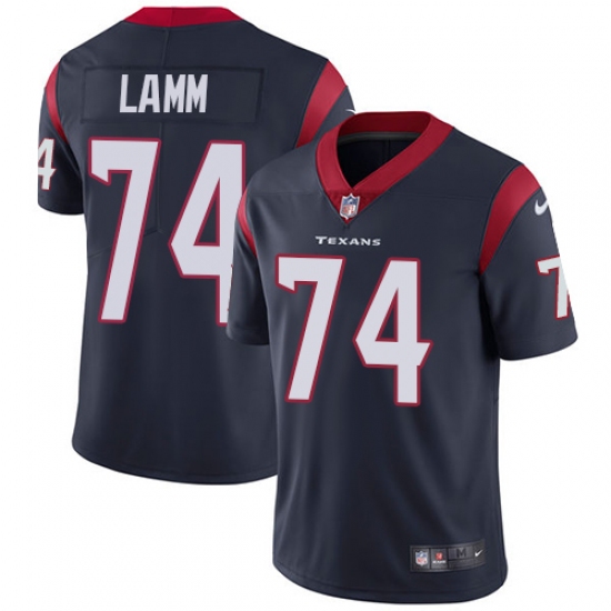 Men's Nike Houston Texans #74 Kendall Lamm Navy Blue Team Color Vapor Untouchable Limited Player NFL Jersey - Ujersey
