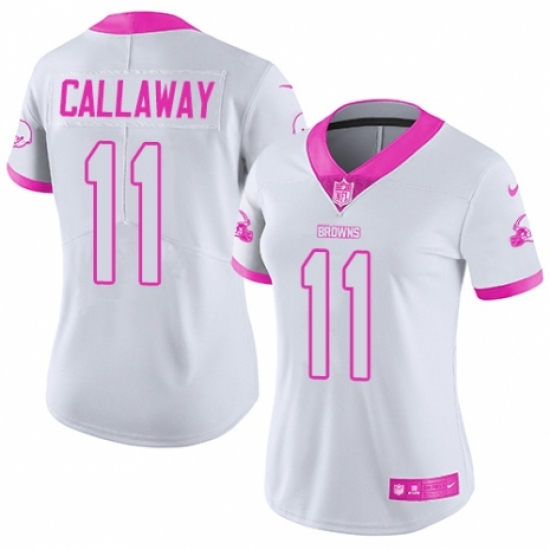 Women's Nike Cleveland Browns #11 Antonio Callaway Limited White/Pink Rush Fashion NFL Jersey - Ujersey
