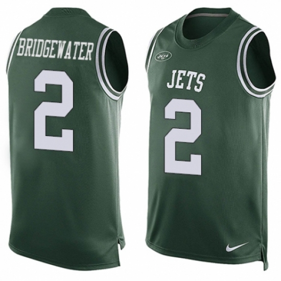 Men's Nike New York Jets #2 Teddy Bridgewater Limited Green Player Name & Number Tank Top NFL Jersey - Ujersey