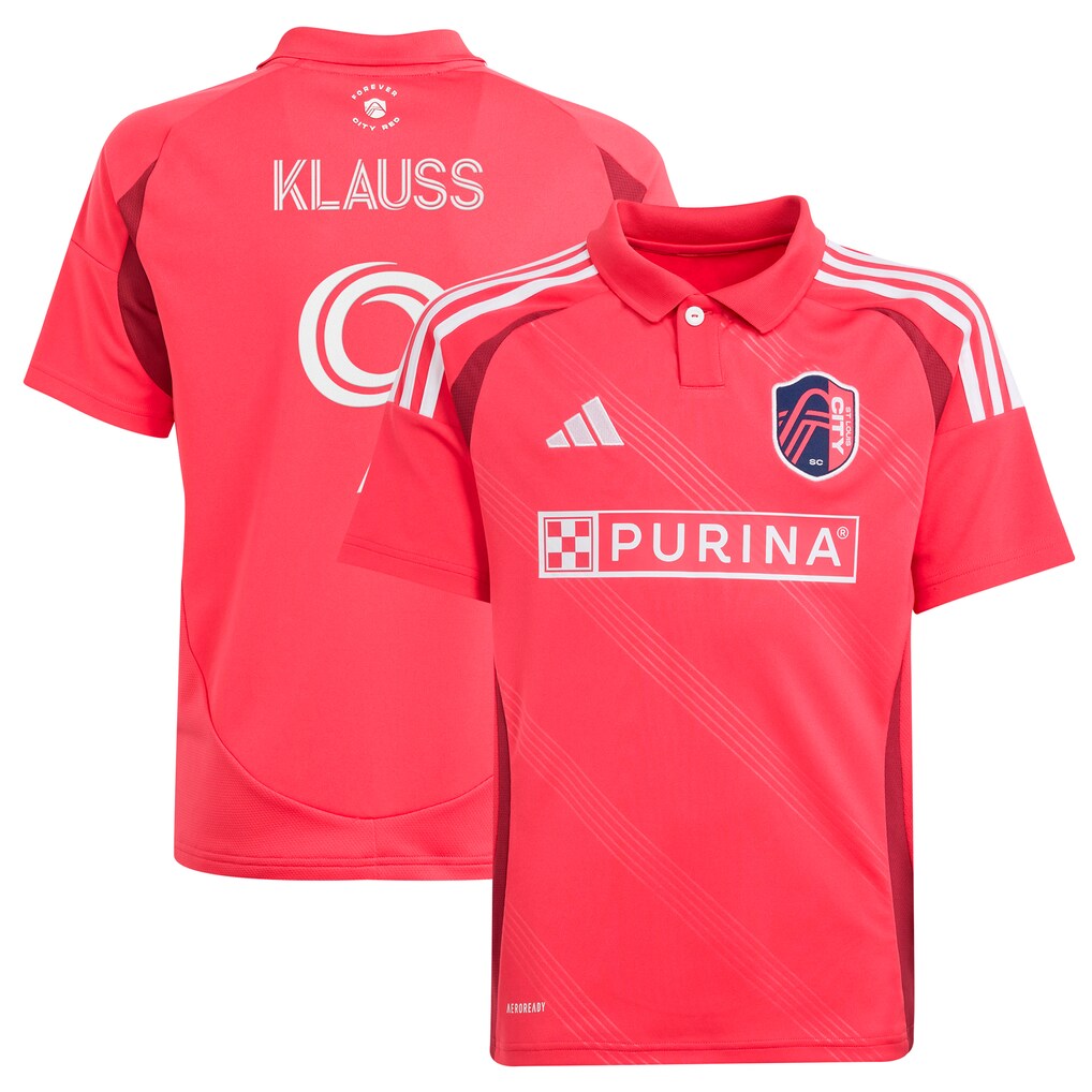 Youth St. Louis City SC João Klauss adidas Red 2025 Forever CITY Red Replica Player Jersey - Ujersey