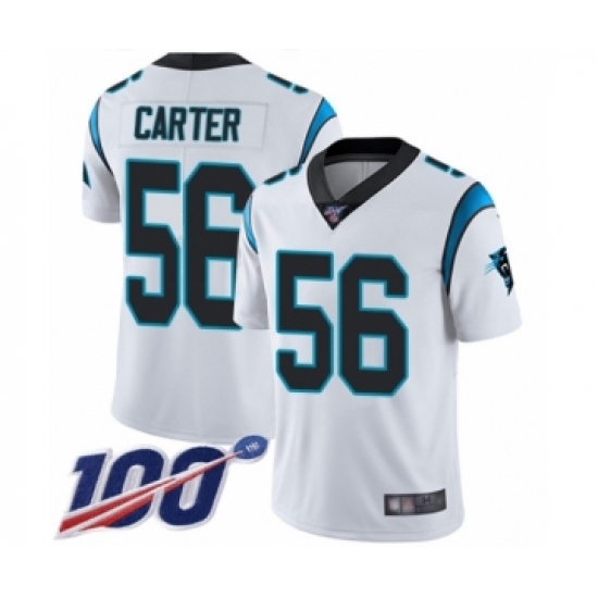 Youth Carolina Panthers #56 Jermaine Carter White Vapor Untouchable Limited Player 100th Season Football Jersey - Ujersey
