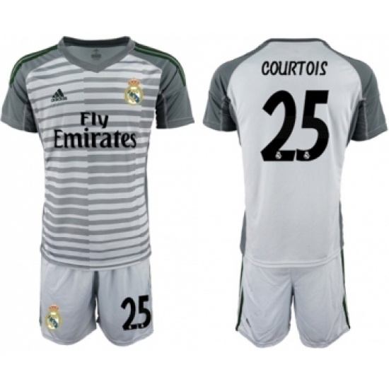 Real Madrid #25 Courtois Grey Goalkeeper Soccer Club Jersey