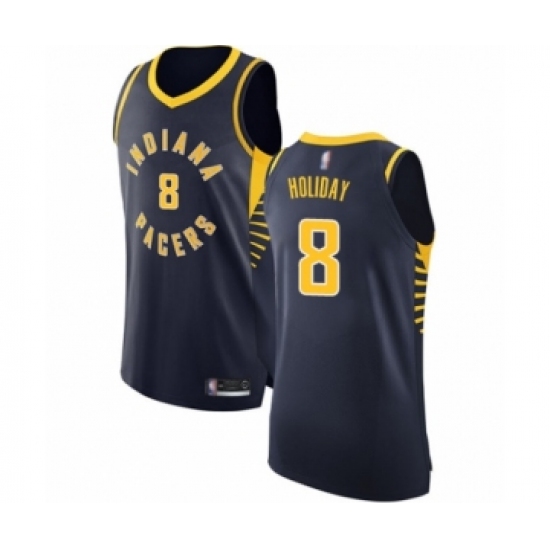 Men's Indiana Pacers #8 Justin Holiday Authentic Navy Blue Basketball Jersey - Icon Edition - Ujersey