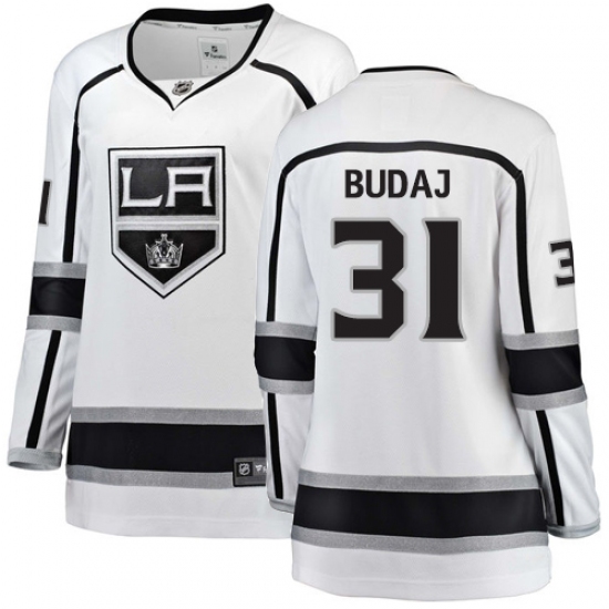 Women's Los Angeles Kings #31 Peter Budaj Authentic White Away Fanatics Branded Breakaway NHL Jersey - Ujersey
