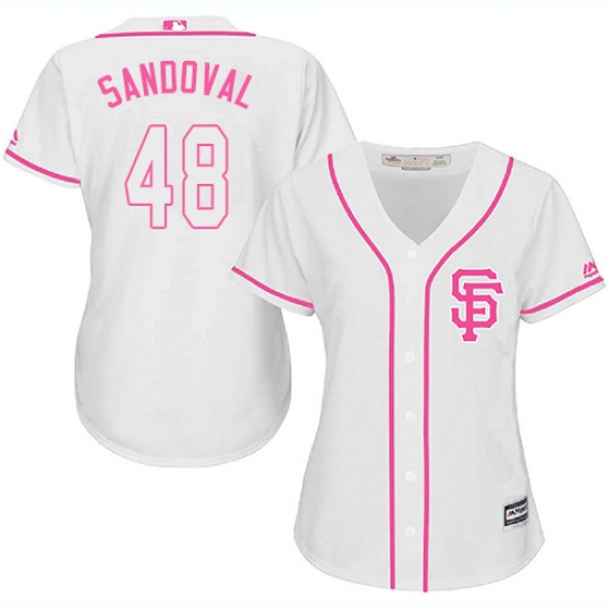 Women's Majestic San Francisco Giants #48 Pablo Sandoval Authentic White Fashion Cool Base MLB Jersey - Ujersey