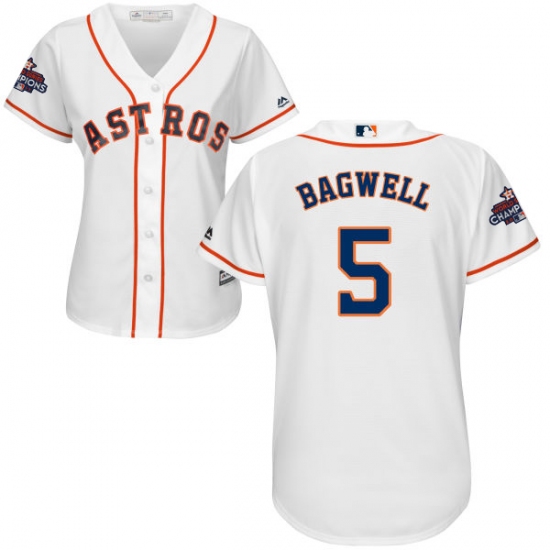 Women's Majestic Houston Astros #5 Jeff Bagwell Authentic White Home 2017 World Series Champions Cool Base MLB Jersey - Ujersey