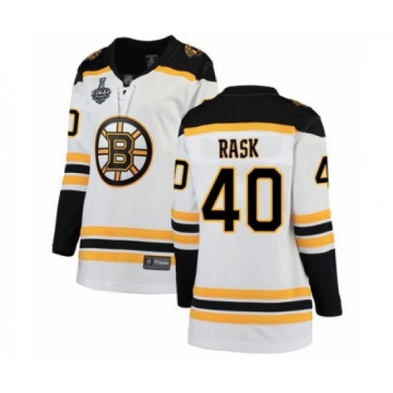 Women's Boston Bruins #40 Tuukka Rask Authentic White Away Fanatics Branded Breakaway 2019 Stanley Cup Final Bound Hockey Jersey - Ujersey