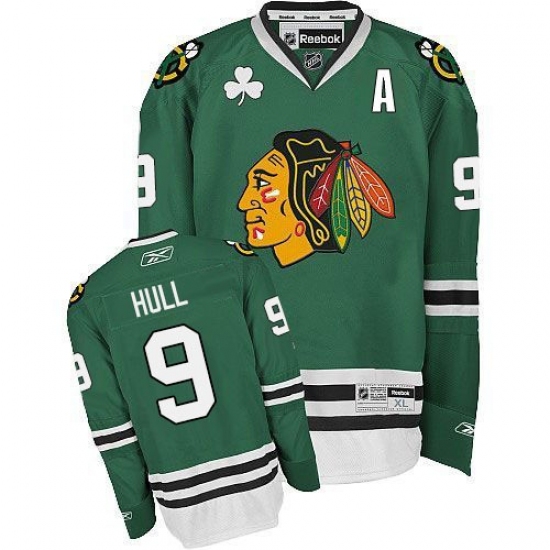 Men's Reebok Chicago Blackhawks #9 Bobby Hull Authentic Green NHL Jersey - Ujersey