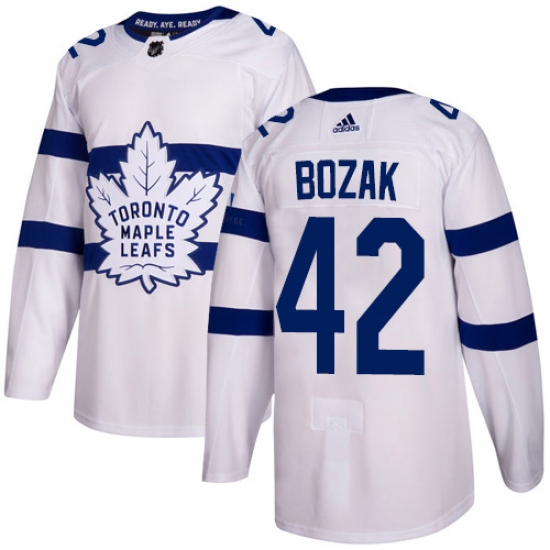 Youth Adidas Toronto Maple Leafs #42 Tyler Bozak Authentic White 2018 Stadium Series NHL Jersey - Ujersey