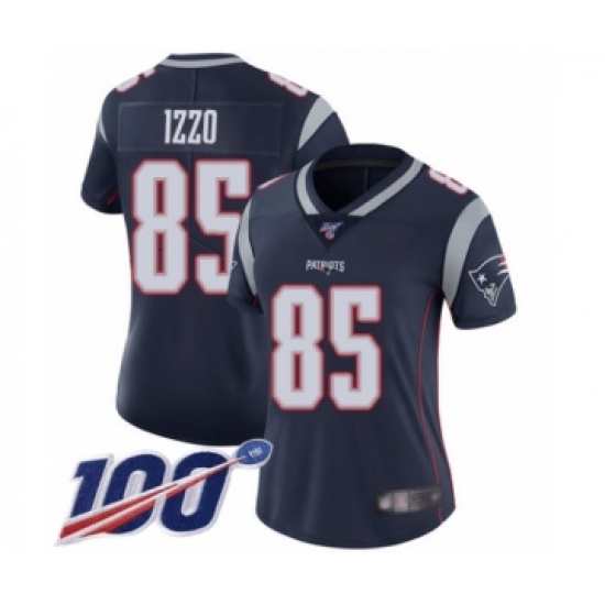 Women's New England Patriots #85 Ryan Izzo Navy Blue Team Color Vapor Untouchable Limited Player 100th Season Football Jersey - Ujersey