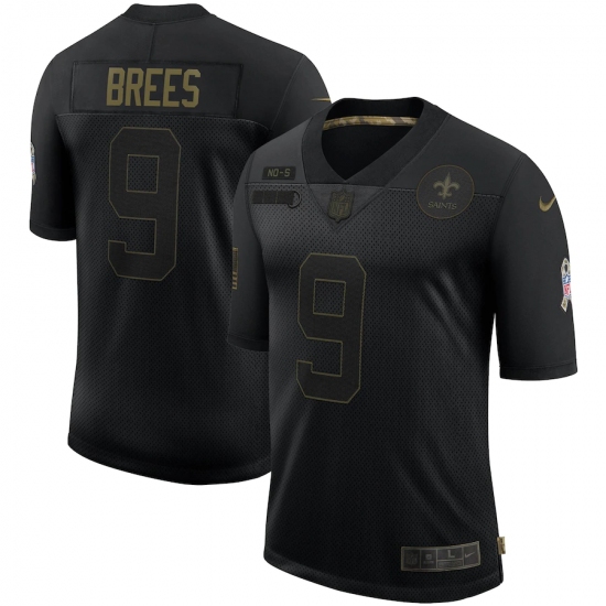Men's New Orleans Saints #9 Drew Brees Black Nike 2020 Salute To Service Limited Jersey - Ujersey