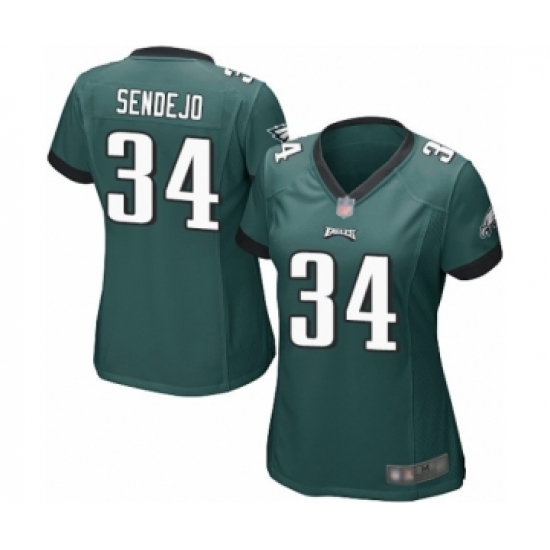 Women's Philadelphia Eagles #34 Andrew Sendejo Game Midnight Green Team Color Football Jersey - Ujersey