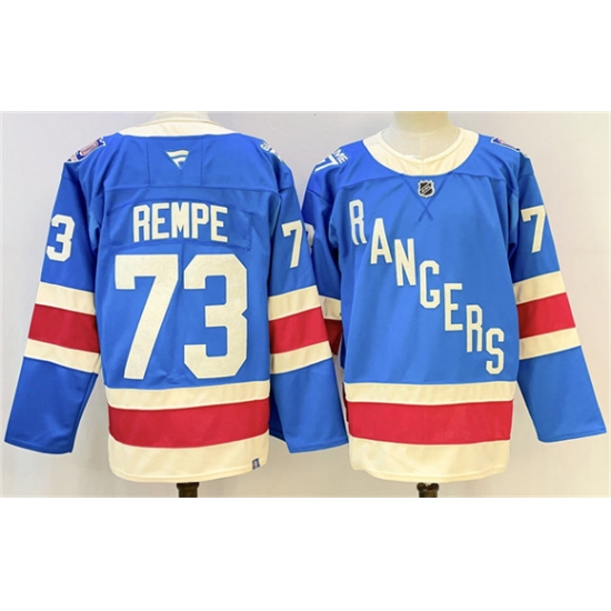 Men's New York Rangers #73 Matt Rempe Blue 2025 Stitched Hockey Jersey - Ujersey