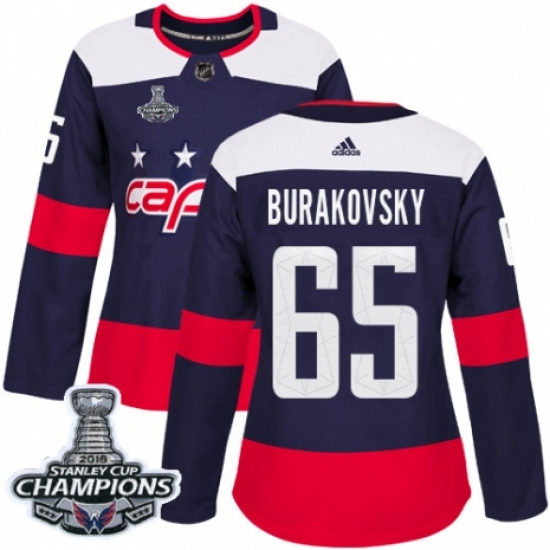 Women's Adidas Washington Capitals #65 Andre Burakovsky Authentic Navy Blue 2018 Stadium Series 2018 Stanley Cup Final Champions NHL Jersey - Ujersey