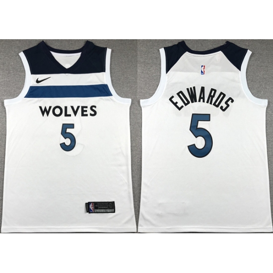 Men's Minnesota Timberwolves #5 Anthony Edwards White Association Edition Stitched Jersey - Ujersey