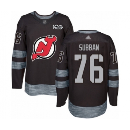 Men's New Jersey Devils #76 P. K. Subban Authentic Black 1917-2017 100th Anniversary Hockey Jersey - Ujersey