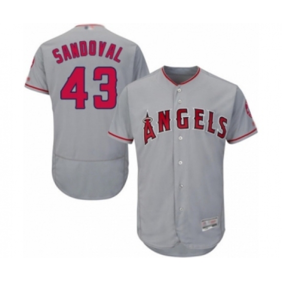 Men's Los Angeles Angels of Anaheim #43 Patrick Sandoval Grey Road Flex Base Authentic Collection Baseball Player Jersey - Ujersey