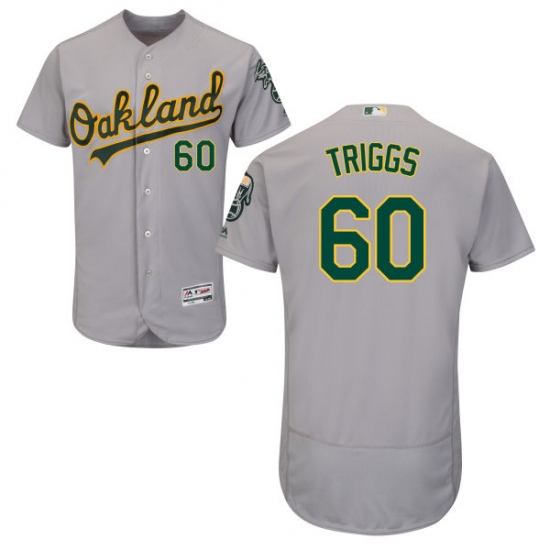 Men's Majestic Oakland Athletics #60 Andrew Triggs Grey Flexbase Authentic Collection MLB Jersey - Ujersey