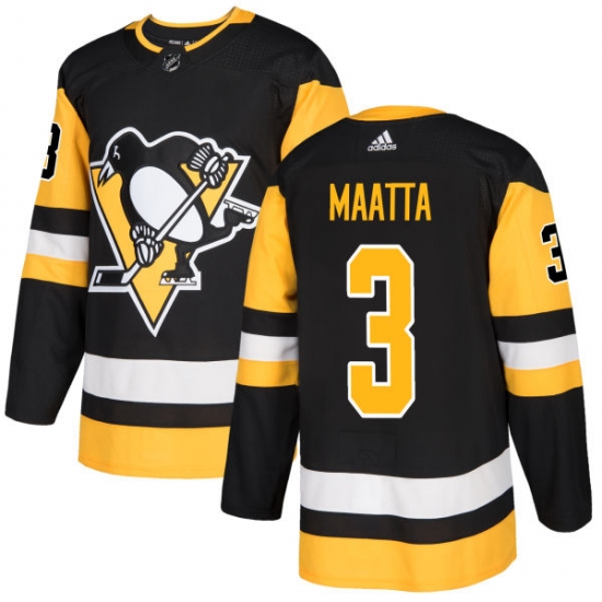 Youth Adidas Pittsburgh Penguins #3 Olli Maatta Authentic Black Home NHL Jersey - Ujersey