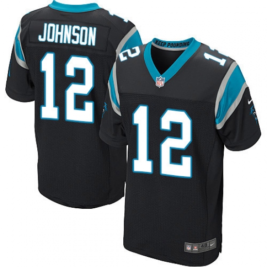 Men's Nike Carolina Panthers #12 Charles Johnson Elite Black Team Color NFL Jersey - Ujersey