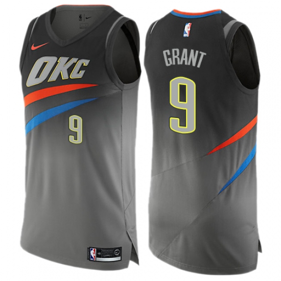 Men's Nike Oklahoma City Thunder #9 Jerami Grant Authentic Gray NBA Jersey - City Edition - Ujersey