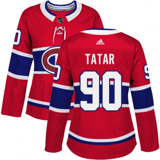 Women's Adidas Montreal Canadiens #90 Tomas Tatar Authentic Red Home NHL Jersey - Ujersey