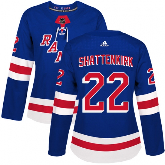 Women's Adidas New York Rangers #22 Kevin Shattenkirk Premier Royal Blue Home NHL Jersey - Ujersey