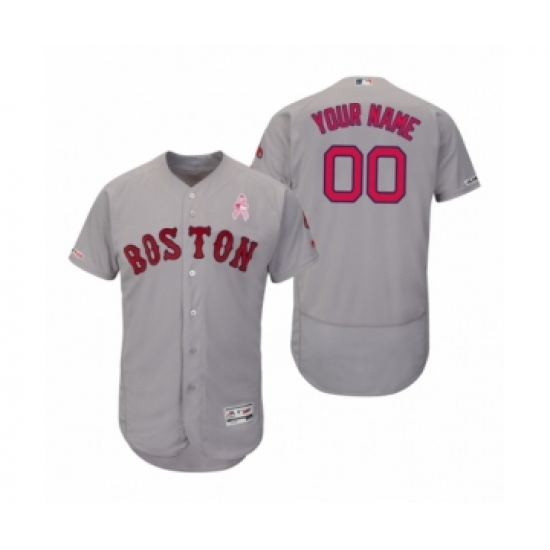 Men's Boston Red Sox Custom Gray 2019 Mothers Day Flex Base Road Jersey - Ujersey