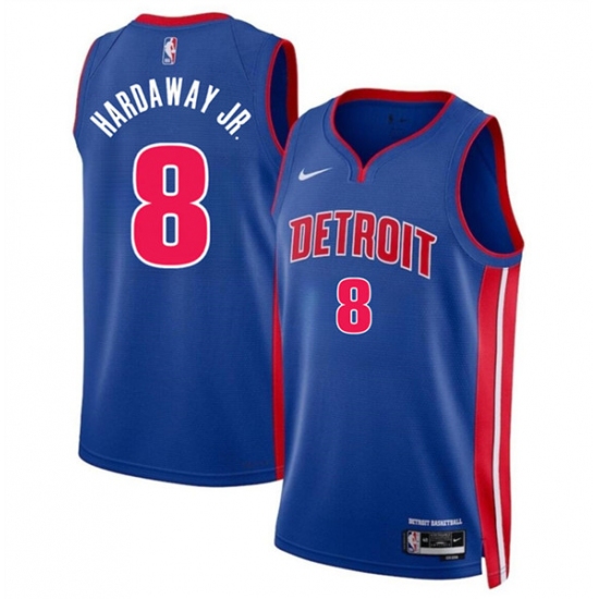 Men's Detroit Pistons #8 Tim Hardaway Jr Blue 2024 Icon Edition Stitched Jersey - Ujersey