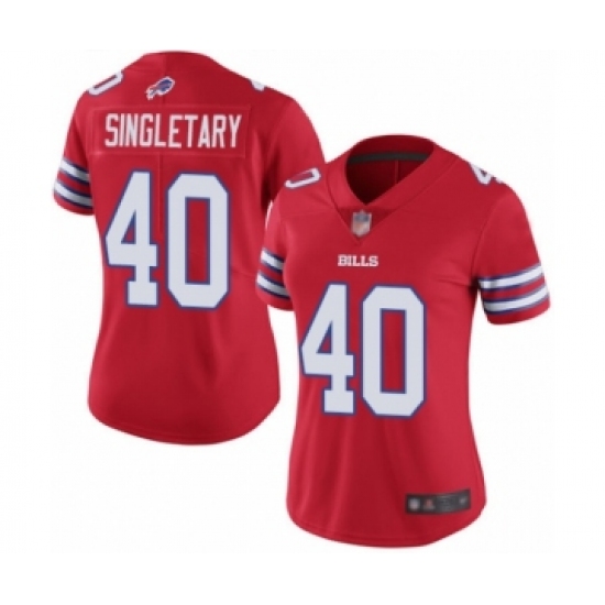Women's Buffalo Bills #40 Devin Singletary Limited Red Rush Vapor Untouchable Football Jersey - Ujersey
