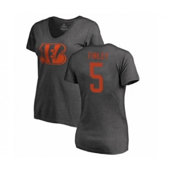 Football Women's Cincinnati Bengals #5 Ryan Finley Ash One Color T-Shirt - Ujersey